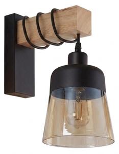 Brilagi - Стенно осветително тяло WOOD GLASS 1xE27/60W/230V сосна/черно/димчато кафяво