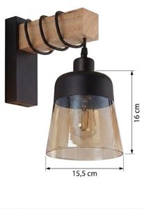 Brilagi - Стенно осветително тяло WOOD GLASS 1xE27/60W/230V сосна/черно/димчато кафяво