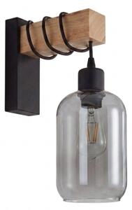 Brilagi - Настенно осветително тяло WOOD GLASS 1xE27/60W/230V борово/черно/димчато сиво