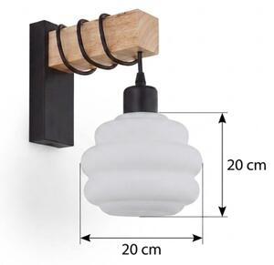 Brilagi - Стенно осветително тяло WOOD GLASS 1xE27/60W/230V бор/черно/бяло