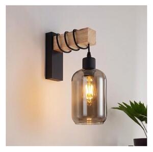 Brilagi - Настенно осветително тяло WOOD GLASS 1xE27/60W/230V борово/черно/димчато сиво