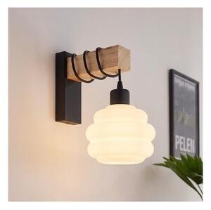 Brilagi - Стенно осветително тяло WOOD GLASS 1xE27/60W/230V бор/черно/бяло
