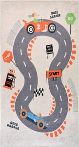 Кремаво детско килимче за игра подходящо за пране 80x120 cm Race Garage – Vitaus