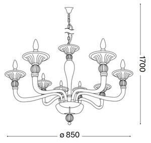 Ideal Lux - Пендел DANIELI 8xE14/40W/230V Ø 85 см месинг