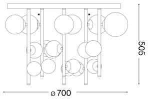 Ideal Lux - LED полилей на тръба PERLAGE 18xG9/3W/230V Ø 70 см черен/димно