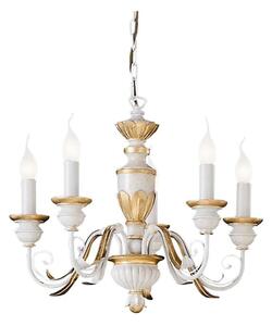 Ideal Lux - Пендел FIRENZE 5xE14/40W/230V Ø 55 см бял/златист