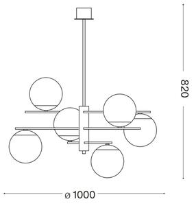 Ideal Lux - Висящ полилей GOURMET 6xE14/28W/230V Ø 100 см златист