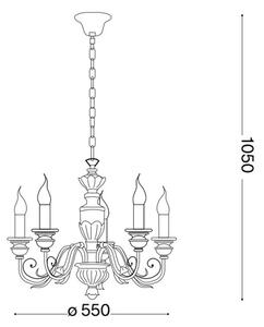 Ideal Lux - Пендел FIRENZE 5xE14/40W/230V Ø 55 см бял/златист