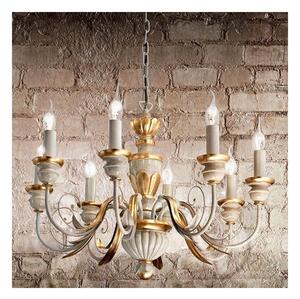 Ideal Lux - Пендел FIRENZE 8xE14/40W/230V Ø 64 см бял/златист