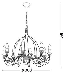 Ideal Lux - Пендел CORTE 8xE14/40W/230V Ø 80 см меден