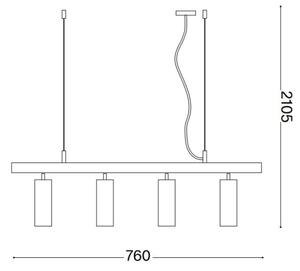Ideal Lux - LED Пендел DYNAMITE 4xGU10/7W/230V CRI 90 черен/месинг