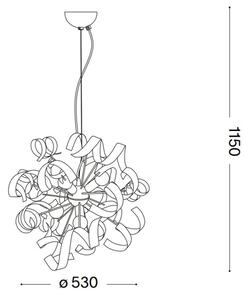 Ideal Lux - Пендел VORTEX 6xE14/40W/230V Ø 53 см сребрист/патина