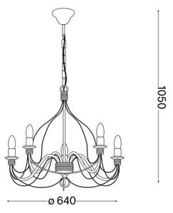 Ideal Lux - Пендел CORTE 5xE14/40W/230V Ø 54 см меден