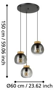Eglo 390319 - Пендел MAGACELA 3xE27/40W/230V опушен