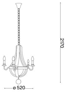 Ideal Lux - Пендел MILLENNIUM 5xE14/40W/230V Ø 52 см бреза/кафяв