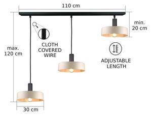 Пендел LATTE 3xE27/60W/230V бежов/черен