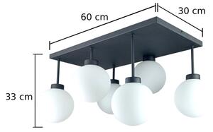 Полилей за повърхностен монтаж DEA 6xE14/60W/230V черен/бял