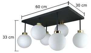Полилей за повърхностен монтаж DEA 6xE14/60W/230V черен/златист/бял