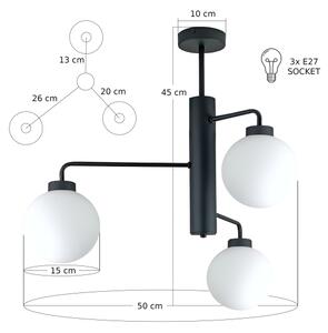 Висящ полилей FLEX 3xE27/60W/230V черен/бял