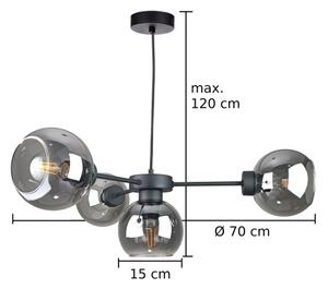 Пендел KALIOPE 4xE27/60W/230V черен/опушен черен