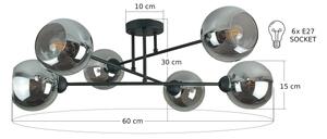 Висящ полилей VASCO 6xE27/60W/230V черен/опушен черен