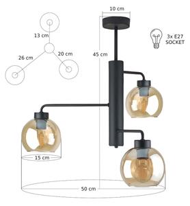 Висящ полилей FLEX 3xE27/60W/230V черен/опушен бежов