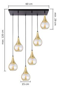 Пендел LACRIMA HONEY 6xE27/60W/230V черен/златист/опушен бежов