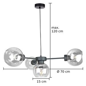 Пендел KALIOPE 4xE27/60W/230V черен/прозрачен