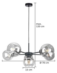 Пендел KALIOPE 6xE27/60W/230V черен/прозрачен