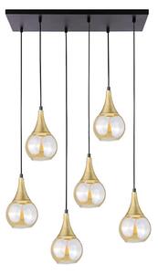 Пендел LACRIMA HONEY 6xE27/60W/230V черен/златист/опушен бежов