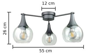 Полилей за повърхностен монтаж STAR 3xE27/60W/230V черен/прозрачен