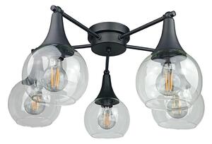 Полилей за повърхностен монтаж STAR 5xE27/60W/230V черен/прозрачен