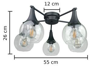 Полилей за повърхностен монтаж STAR 5xE27/60W/230V черен/прозрачен