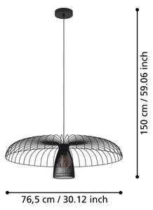 Eglo 390216 - Пендел CHAMPERICO 1xE27/60W/230V 77 см черен