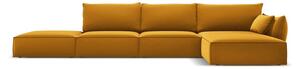 Кадифен ъглов диван в цвят горчица (десен ъгъл) Vanda – Mazzini Sofas