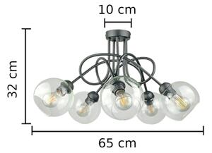 Полилей за повърхностен монтаж EVIE 5xE27/60W/230V антрацит/прозрачен