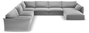 Светлосив кадифен ъглов диван (ляв ъгъл/U форма) Vanda – Mazzini Sofas