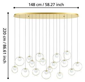Eglo 390348 - LED Димируем пендел PORTOCOLOM 17xLED/3W/230V златист