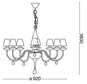 Ideal Lux - Пендел BLANCHE 8xE14/40W/230V Ø 92 см черен