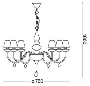 Ideal Lux - Пендел BLANCHE 6xE14/4W/230V Ø 75 см черен
