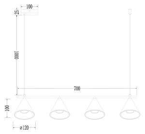 Пендел CONE 4xGU10/10W/230V златист/черен
