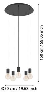 Eglo 390267 - Пендел HUEBRO 5xE27/40W/230V черен