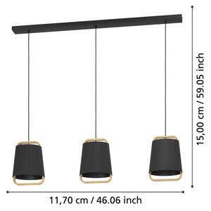 Eglo 390186 - Пендел CAMALOZA 3xE27/40W/230V черен