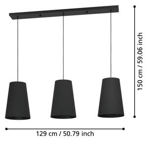 Eglo 390133 - Пендел PETROSA 3xE27/40W/230V черен