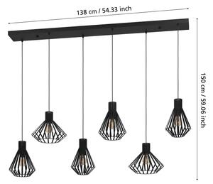 Eglo 390126 - Пендел BASIDANO 6xE27/40W/230V черен