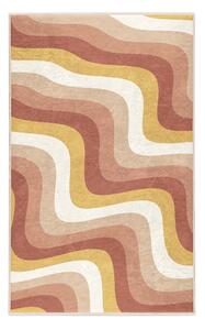 Килим подходящ за пране в цвят жълта охра и сиво-розово 80x150 cm Creamy Strawberry Swirl – Mila Home