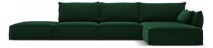 Тъмнозелен кадифен ъглов диван (десен ъгъл) Vanda – Mazzini Sofas