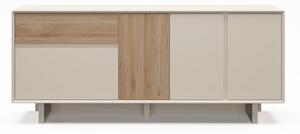 Скрин от дъбов декор В бежов и естествен цвят 180x76x45 cm Carpi – Marckeric