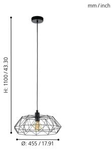Eglo 49487 - Полилей CARLTON 2 1xE27/60W/230V
