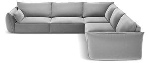 Светлосив кадифен ъглов диван Vanda – Mazzini Sofas